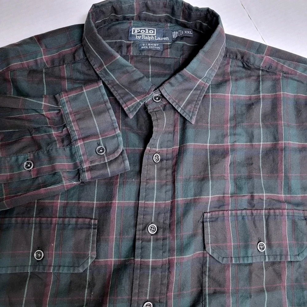 Polo Ralph Lauren GI Shirt‎ Men's XXL Plaid Long Sleeve Button Down 100 Cotton